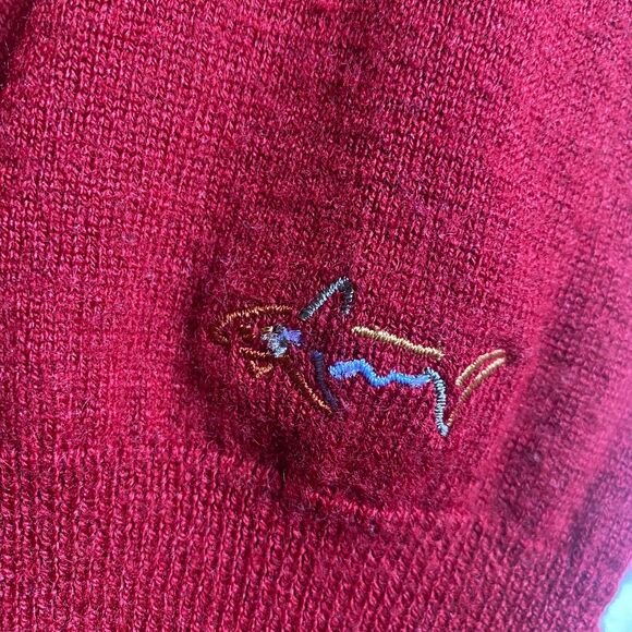 Greg Norman Merino Wool Blend Sweater Men's Size XXL Red Argyle Minimalist - Picture 4 of 5